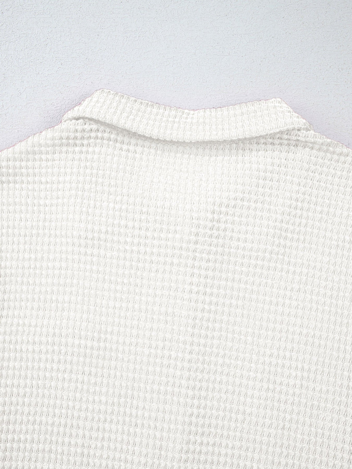 Waffle Knit Button Detail Top