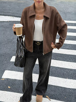 Zip-Up Dropped Shoulder Jacket