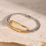 Two-Tone Geometric Link Bracelet