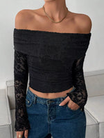 Lace Off-Shoulder Long Sleeve Top