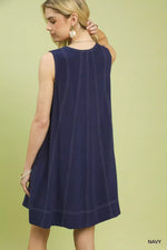 Umgee Linen Sleeveless Swing Dress