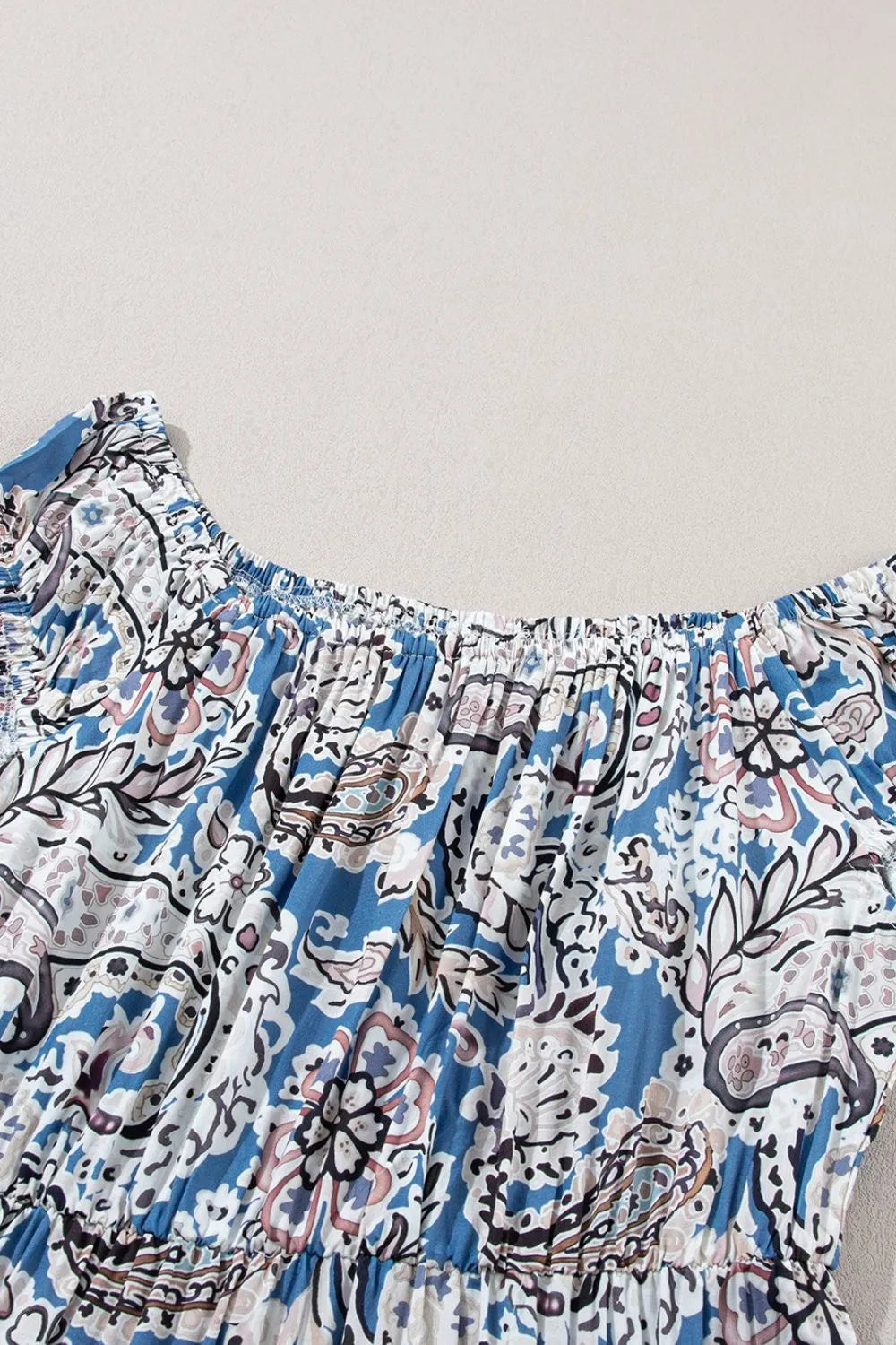 Boho Paisley Print Off Shoulder Maxi Dress