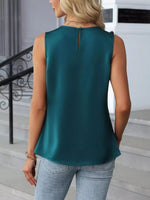 Pleated Round Neck Tank Top