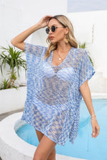 Angel Wings Openwork Slit V-Neck Cover Up - Ladyez