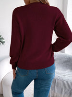 Openwork Round Neck Long Sleeve Sweater