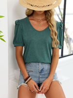 Ruffled Solid Color Short Sleeve T-Shirt