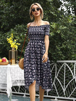 Off Shoulder Floral Slit Dress