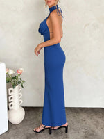 Backless Lace Up Back Sleeveless Maxi Dress - Ladyez