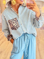 Leopard Striped Button Up Shirt