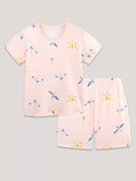 Children's Dragonfly Print Casual Tee and Shorts Set