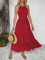 Halter Neck Smocked Tiered Dress