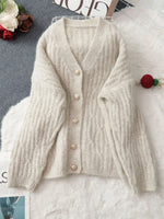 Cable Knit Button-Up Cardigan