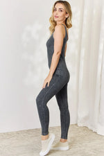 Zenana Ribbed V-Neck Sleeveless Jumpsuit - Ladyez