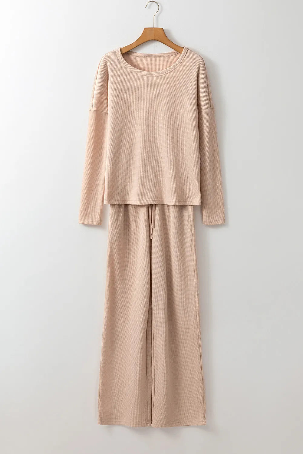 Round Neck Long Sleeve Top and Drawstring Pants Lounge Set - Ladyez