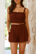 Ruffled Square Neck Cami and Shorts Set