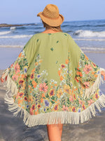 Plus Size Fringe Open Front Cover-Up - Ladyez