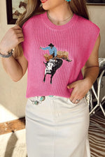 Graphic Round Neck Sweater Vest