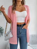 Openwork Open Front Half Sleeve Cardigan