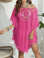 Tassel Crochet Round Neck Cover-Up - Ladyez