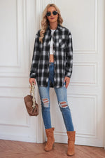 Plaid Button Up Dropped Shoulder Outerwear