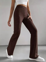 Ribbed Knit High Waist Flare Pants