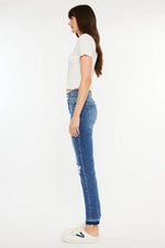 Kancan High Rise Distressed Slim Straight Jeans - Ladyez