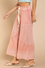 POL Elastic Waistband Wide Leg Pants with Drawstring