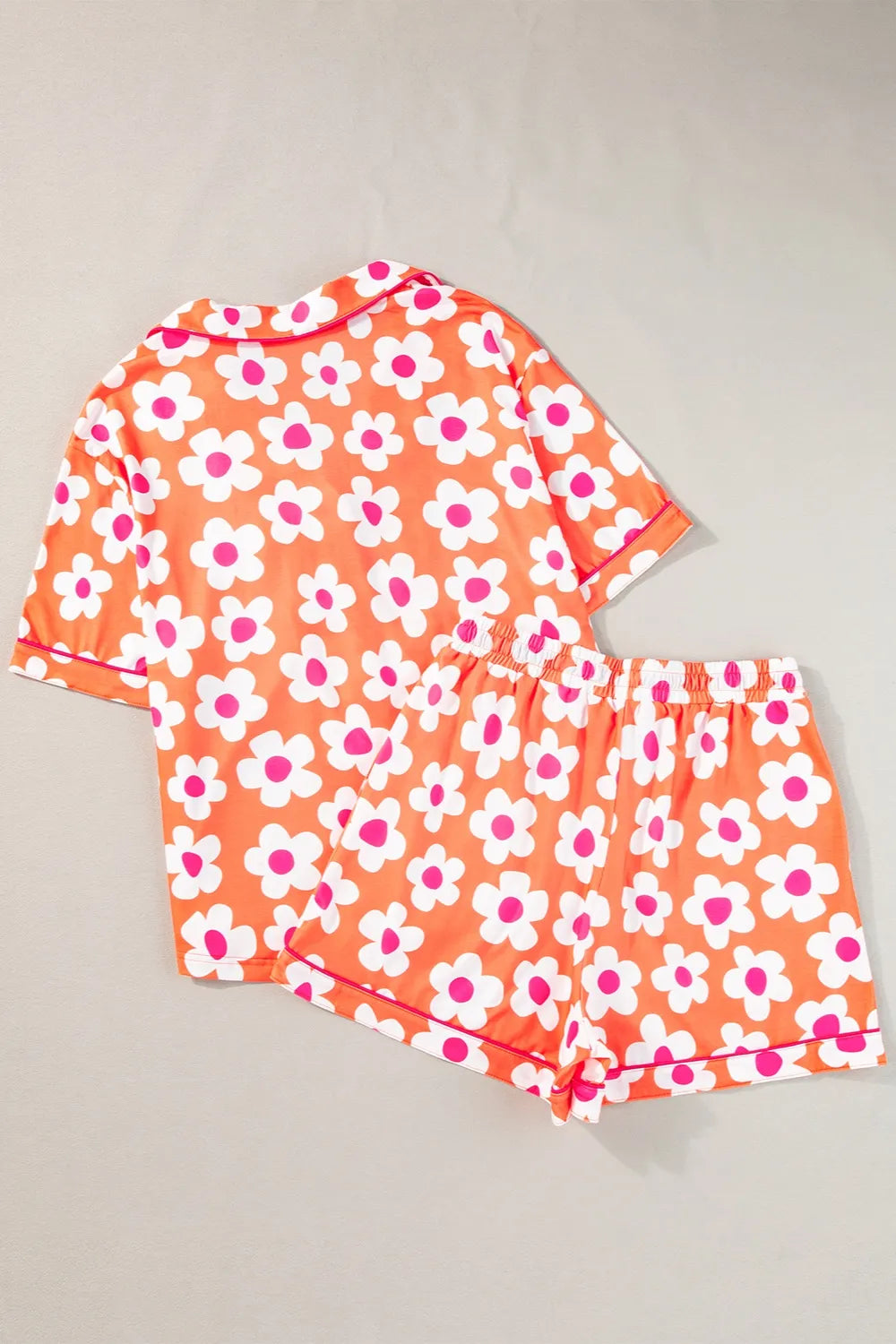Pocketed Flower Half Sleeve Top and Shorts Lounge Set - Ladyez