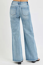RISEN Full Size Mid Rise Wide Jeans with Front Patch Pocket Plus Size - Ladyez