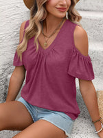 Cold Shoulder V-Neck T-Shirt