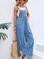 Full Size Casual Wide-Leg Overalls with Pockets Plus Size