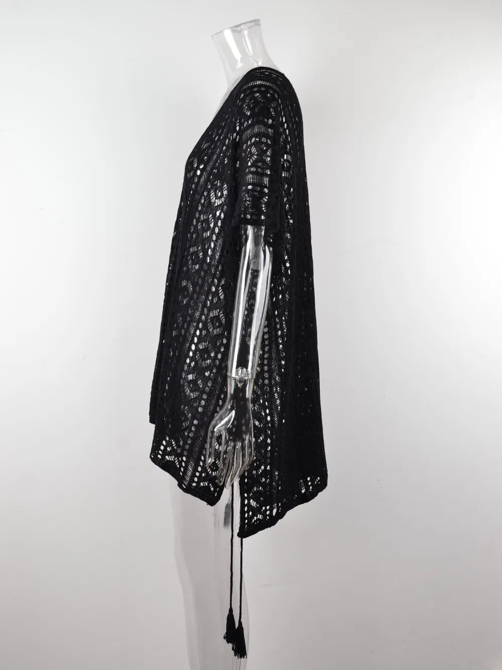 Angel Wings Cutout V-Neck Cover-Up with Tassel - Ladyez