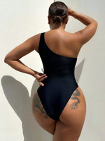 One-Shoulder Sleeveless One-Piece Swimsuit - Ladyez