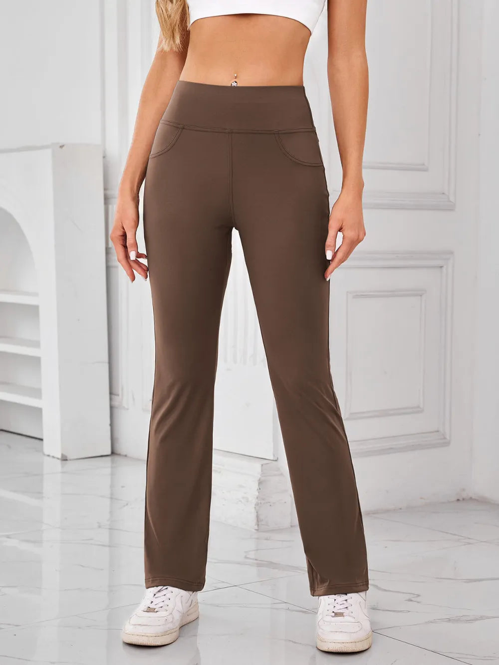 Lovelet High Waist Active Pants with Pockets - Ladyez