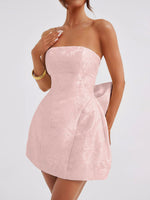 Lace-Up Sleeveless Satin Mini Dress with Bow - Ladyez