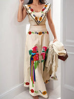 Parrot Crop Top and Maxi Skirt Set
