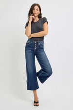 RISEN Full Size High Rise Crop Wide Button Up Jeans Plus Size - Ladyez