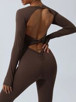 Twisted Backless Long Sleeve Jumpsuit - Ladyez