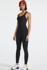 Crisscross Back Wide Strap Active Jumpsuit - Ladyez