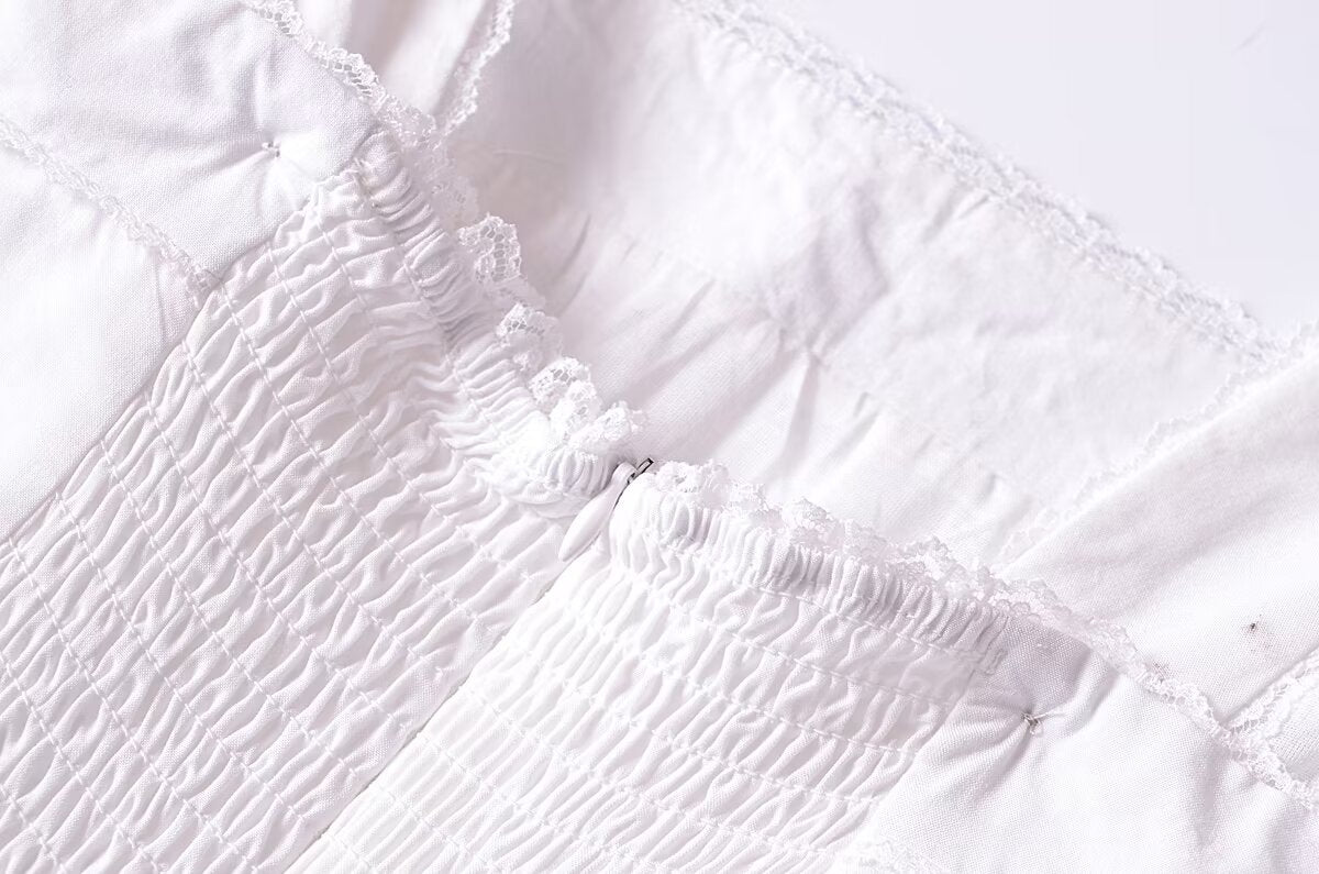 French Retro Lace Bowknot Decoration Square Collar Vest Dress Cami Dress Summer Slim Fit A Line Dress Women