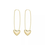18K Gold-Plated Heart Charm Safety Pin Earrings