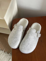 Cozy Plush Buckle Detail Slip-Ons