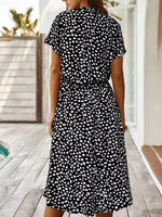 Polka Dot Button Front Midi Dress