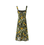 Summer Legal Women Clothing Sling Square Collar Fruit Printed Split Holiday Dress