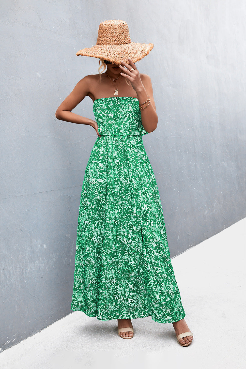 Strapless Split Maxi Dress - Ladyez