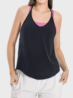 Millennia Slit Spaghetti Strap Scoop Neck Active Cami - Ladyez