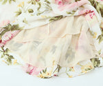 Women Clothing French Vintage Print Lace Up Midi Dress Waist Controlled Slimming Dress