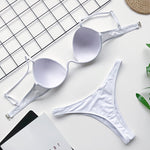 Sexy V-bar Underwired Bra Cup Thong Bikini 2025 Women Swimwear Female Swimsuit Two-pieces Bikini Set High Cut Bathing Suit Swim