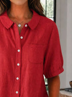Full Size Button Up Short Sleeve Shirt Plus Size