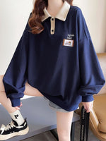 Contrast Collar Dropped Shoulder Sweatshirt